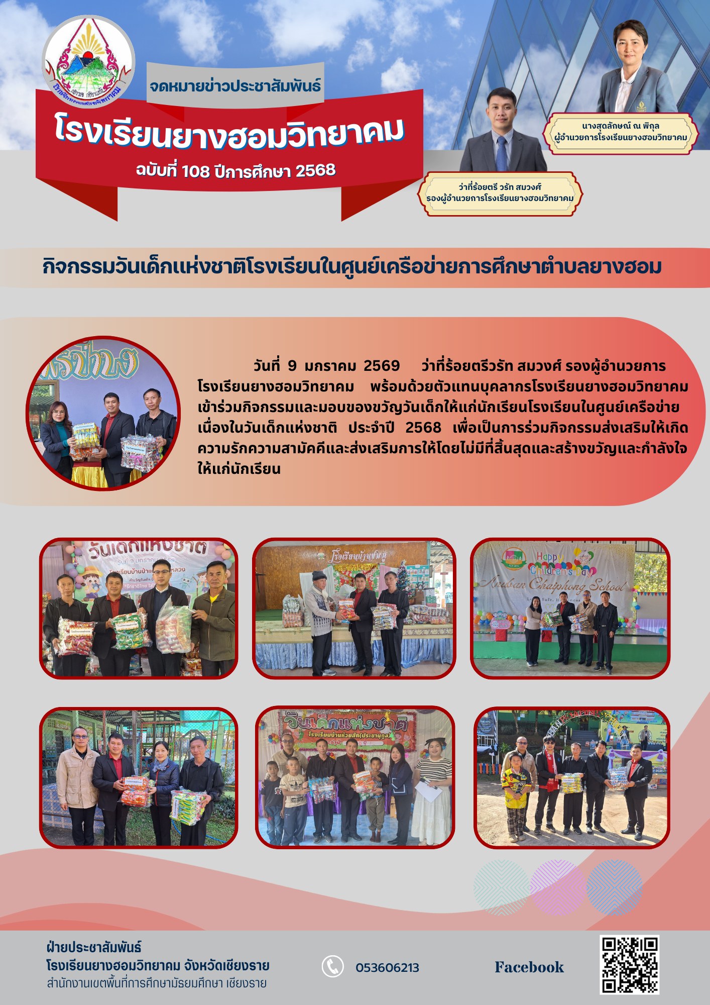 กิจกรรมวันเด็กเเห่งชาติโรงเรียนในศูนย์เครือข่ายการศึกษาตำบลยางฮอม